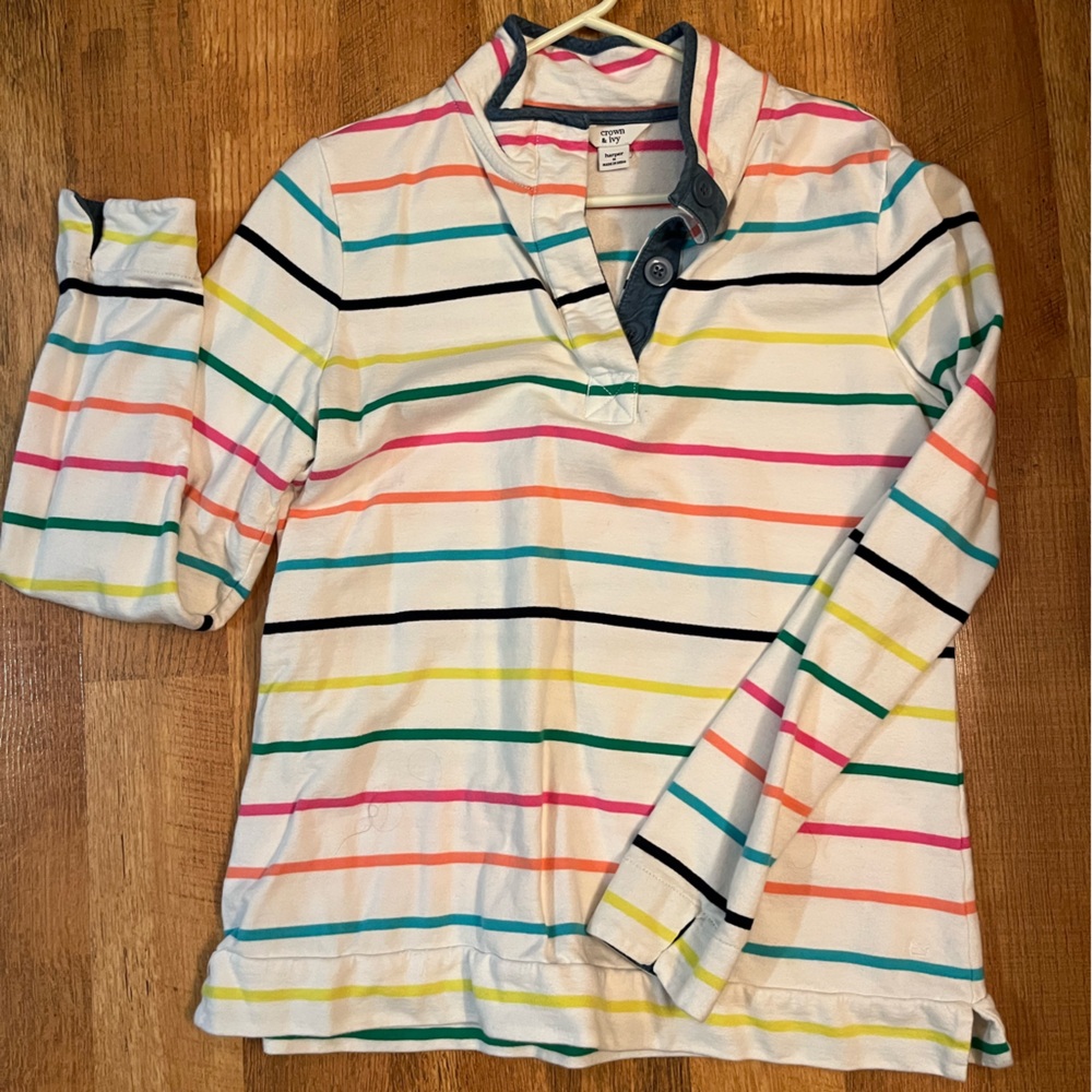 crown & ivy Multicolor Striped Long Sleeve Tee